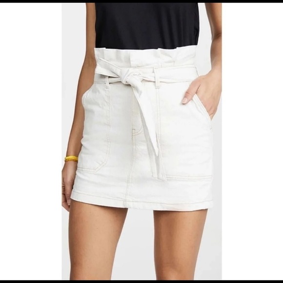 Free People Ivory Denim Tie Front Skirt - Picture 5 of 5